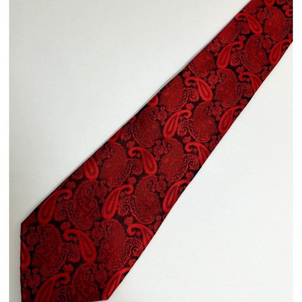 Gino Lussari Mens Necktie red paisley mens tie stunning red and black design